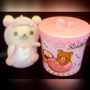 RARE San-X Rilakkuma Korilakuma Dinosaur Mascot Plush & Donut Bakery Canister